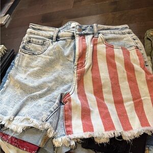 Denim Striped Women's Shorts